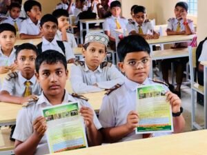 Students participating in a wildlife conservation awareness session in Bangladesh